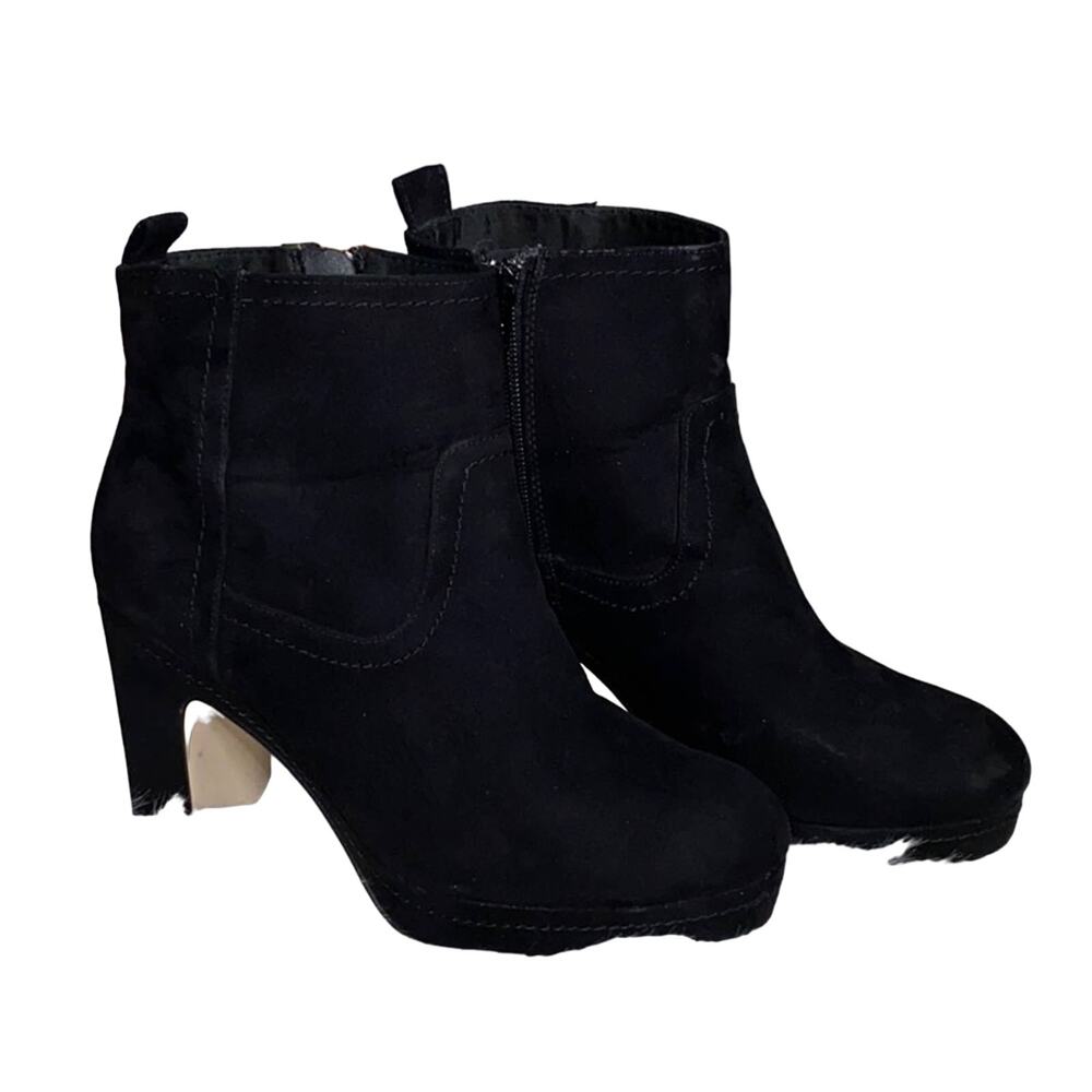 H&M Black Suede Platform Moto Ankle Boots 8.5